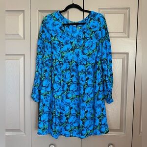 Blue floral babydoll dress